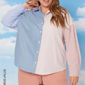 Color block strip shirt